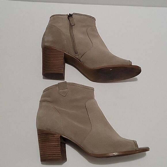 Crown Vintage Frankie Suede Peep Toe Stacked Heel Boots - Picture 4 of 8